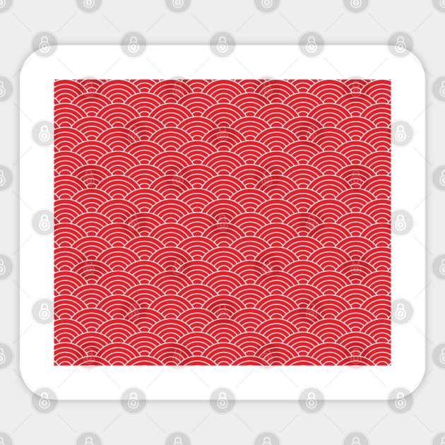 red seigaiha japanese wave pattern Sticker by thehollowpoint